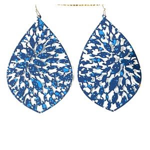 Blue and white speckled earrings